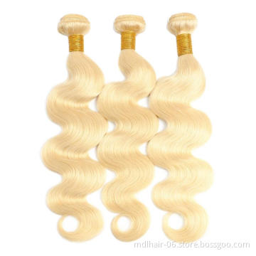 Wholesale Blonde 613 Hair Bundles Pre Colored Cuticle Aligned Virgin Donor 613 Blonde Raw Indian Human Hair Extension Body Wave
